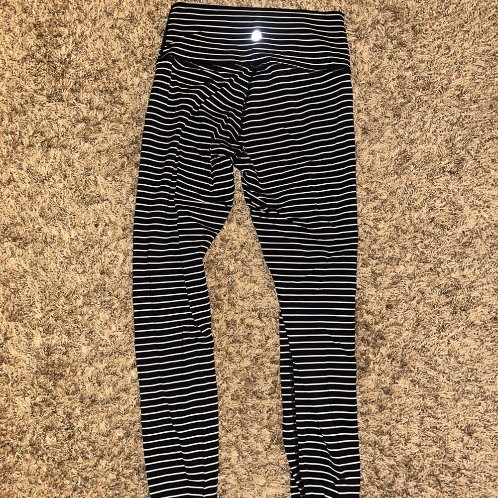 Lululemon Black and White Striped Leggings